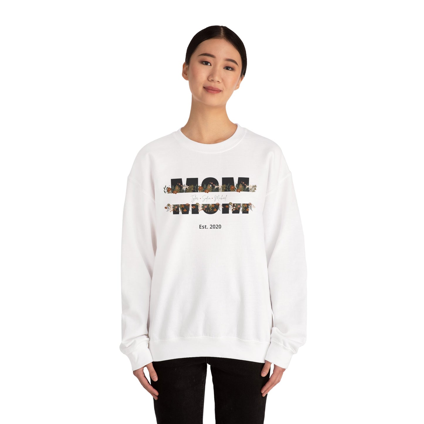 Personalized Mom Sweatshirt - Black Floral Design for Mother's Day