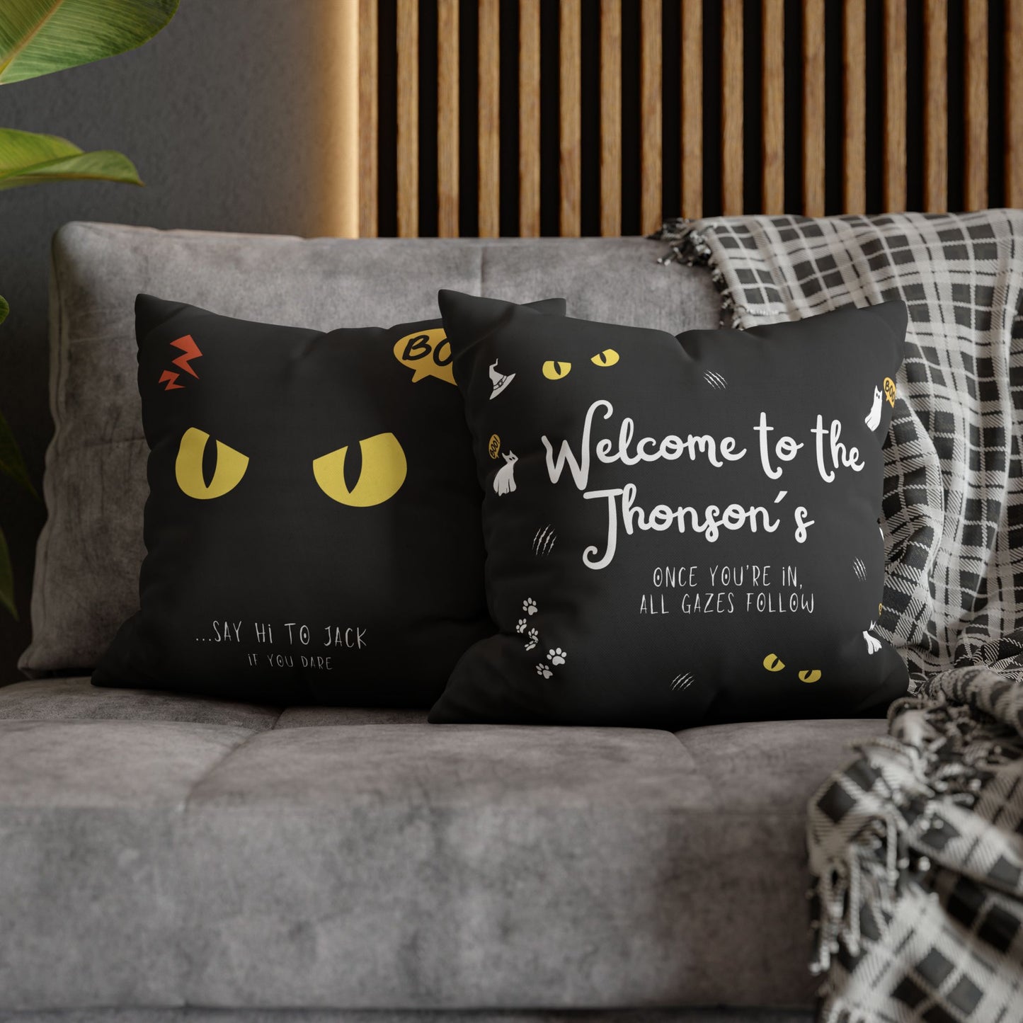 Haunted House Cat Pillow Cover | Funny and Personalized Halloween Decor for Cat Parents – The Watchful Feline