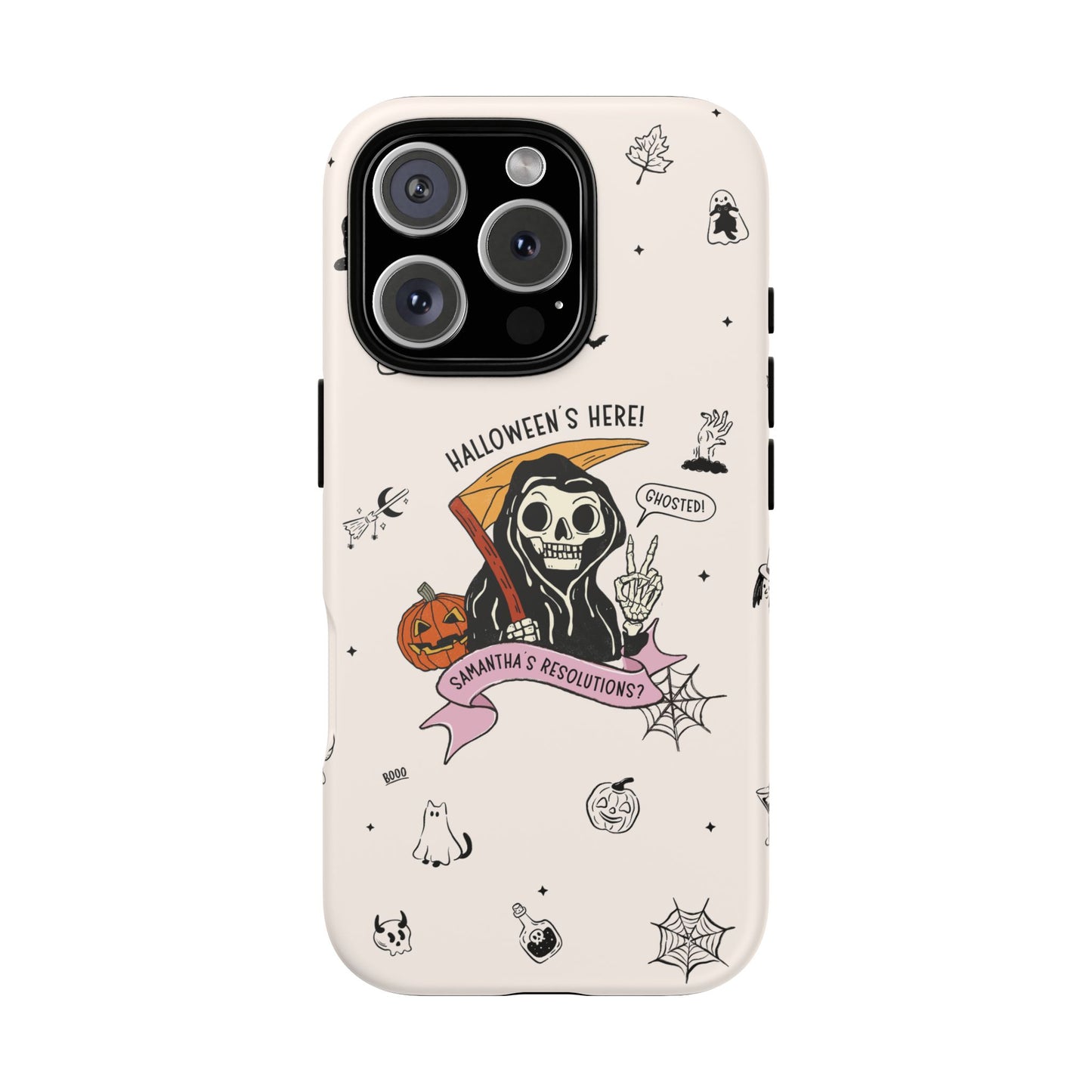Personalized Reaper Grim Phone Case | Halloween Phone Case with Adulting Humor – My Resolutions Are Ghosted