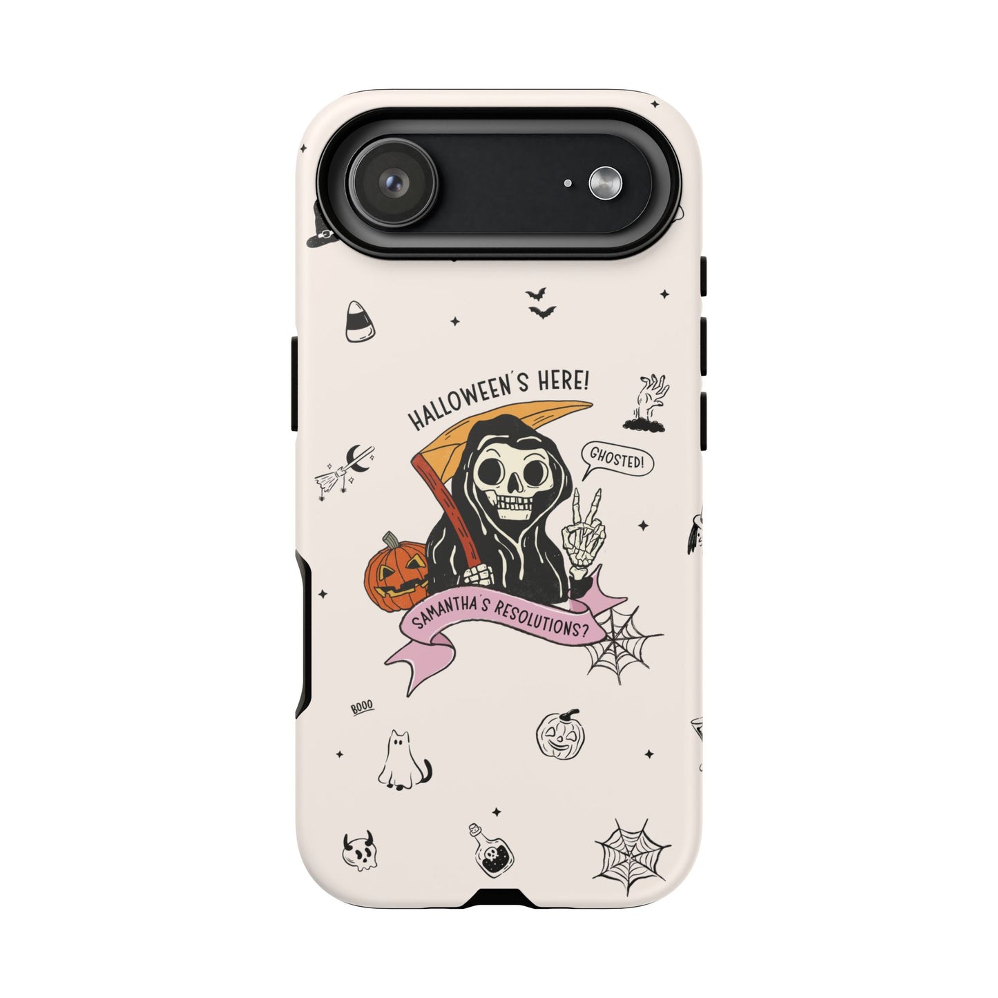 Personalized Reaper Grim Phone Case | Halloween Phone Case with Adulting Humor – My Resolutions Are Ghosted