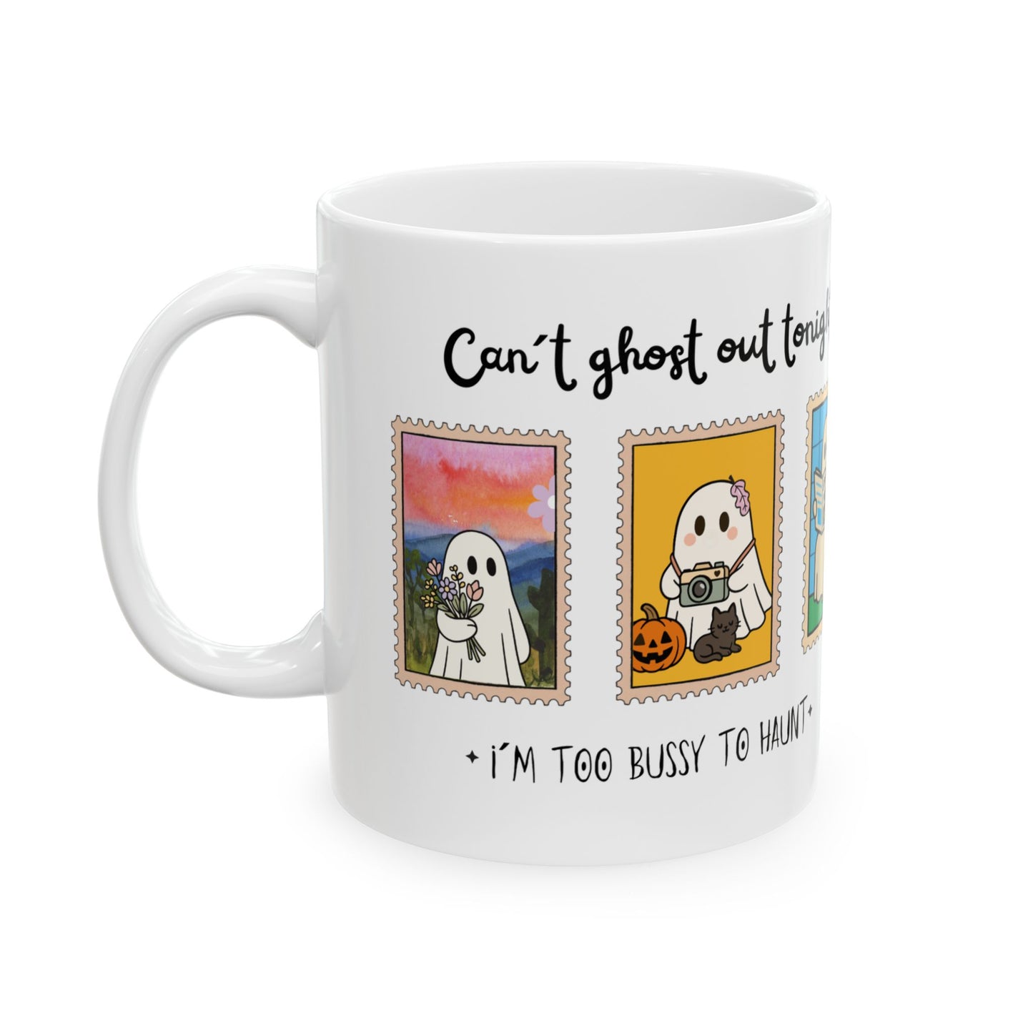 Comfy Ghost Mug | Halloween Adulting Humor Mug – I´m too bussy to haunt tonight