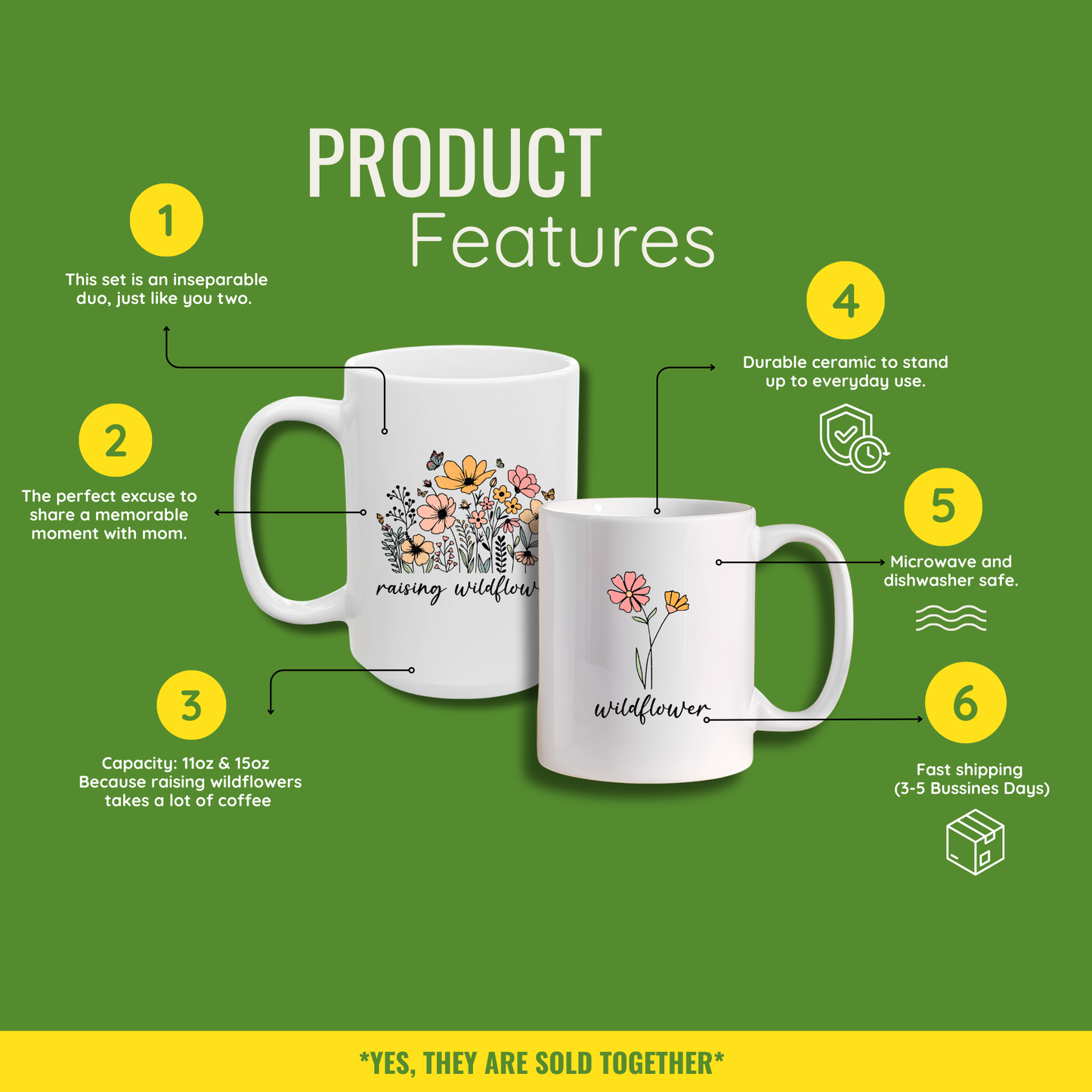 Raising Wildflowers Mug Set – A Sweet Mother’s Day Gift for Coffee and Connection