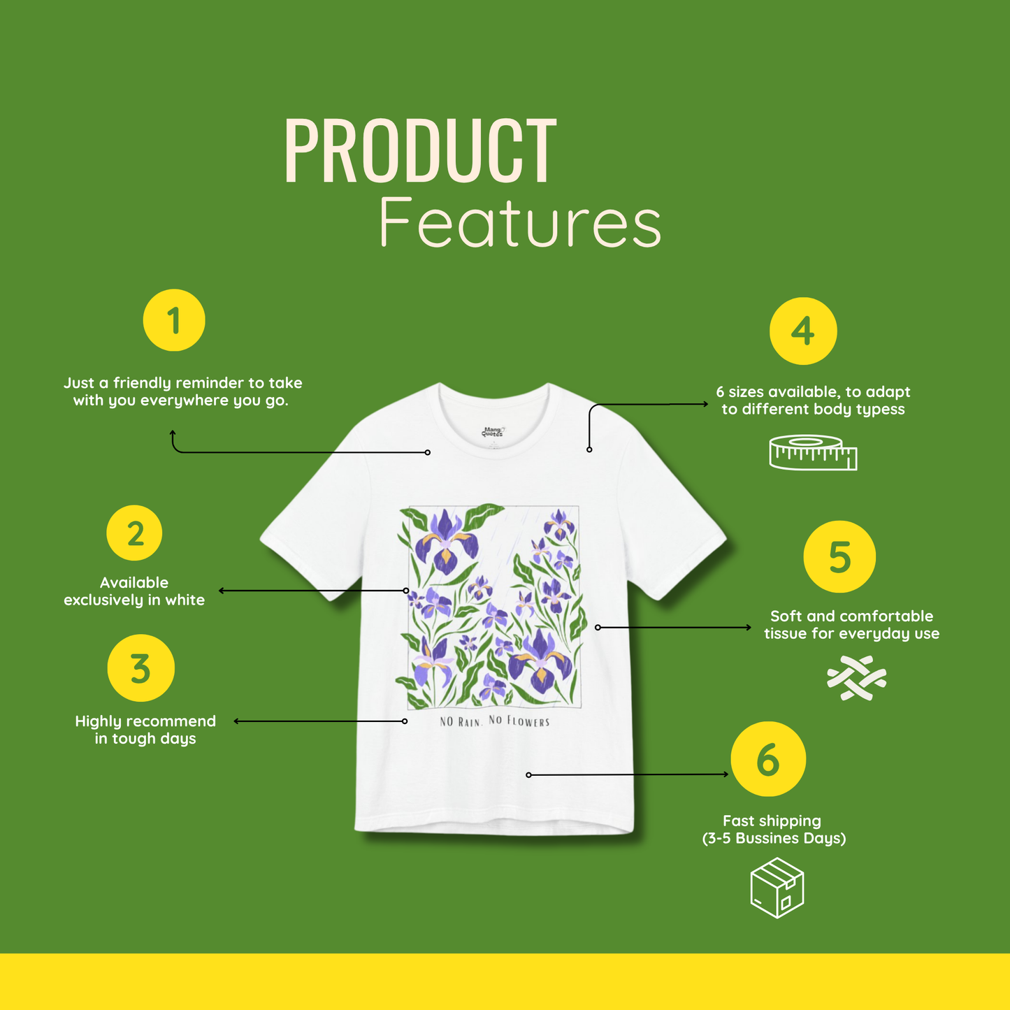No Rain, No Flowers – Inspirational T-Shirt for Personal Growth