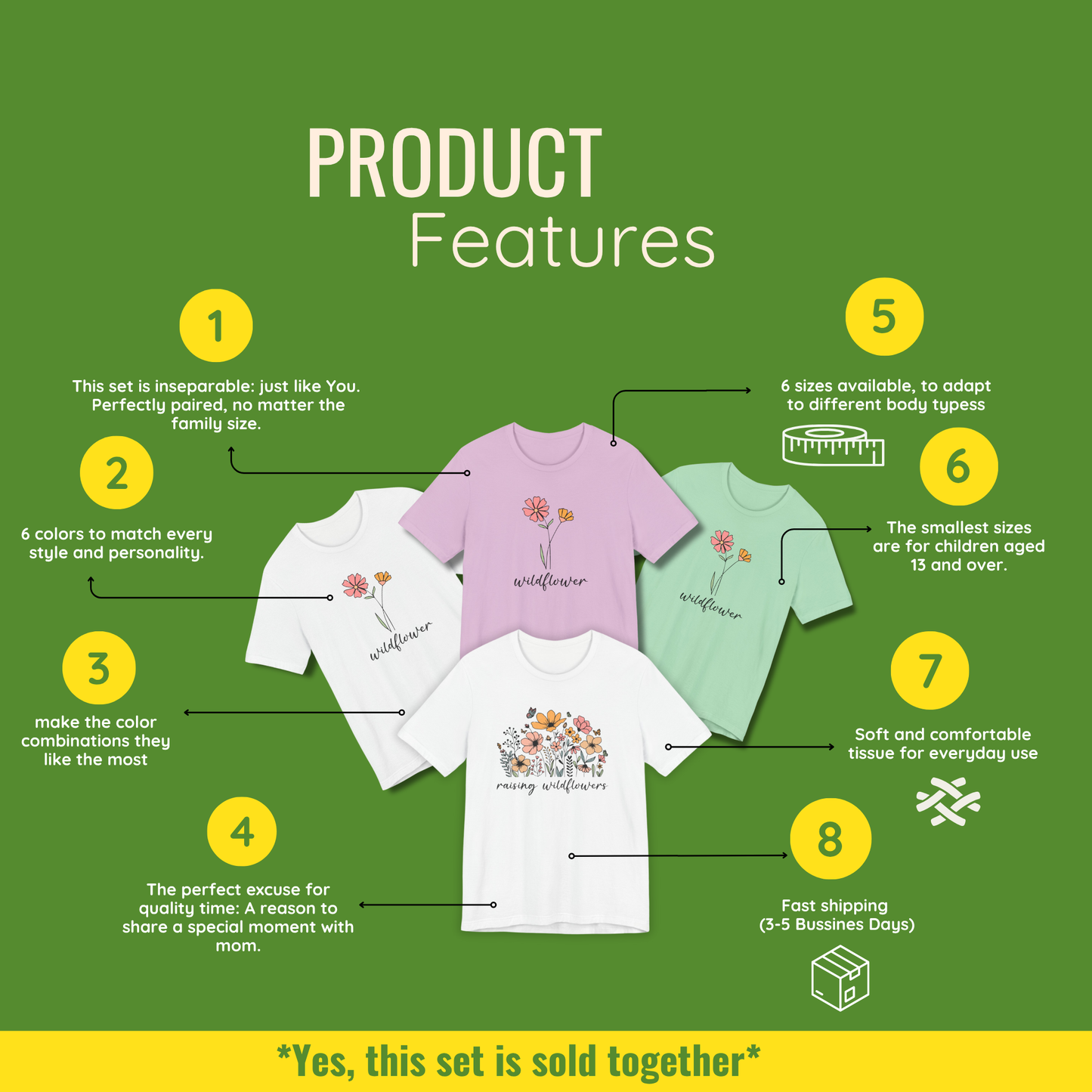 Raising Wildflowers Family Set – Customizable Matching T-Shirts for Mom & Kids