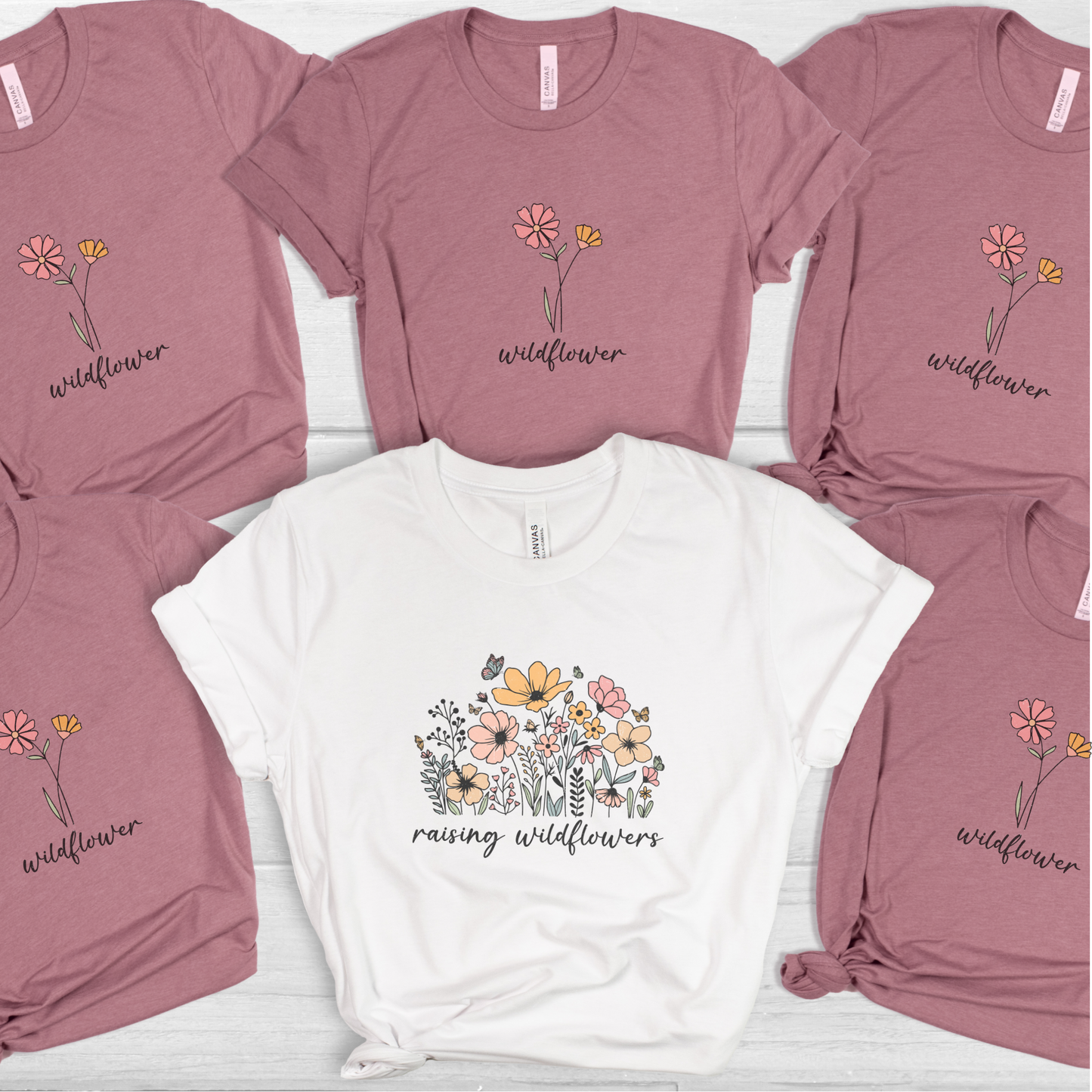 Raising Wildflowers Family Set – Customizable Matching T-Shirts for Mom & Kids