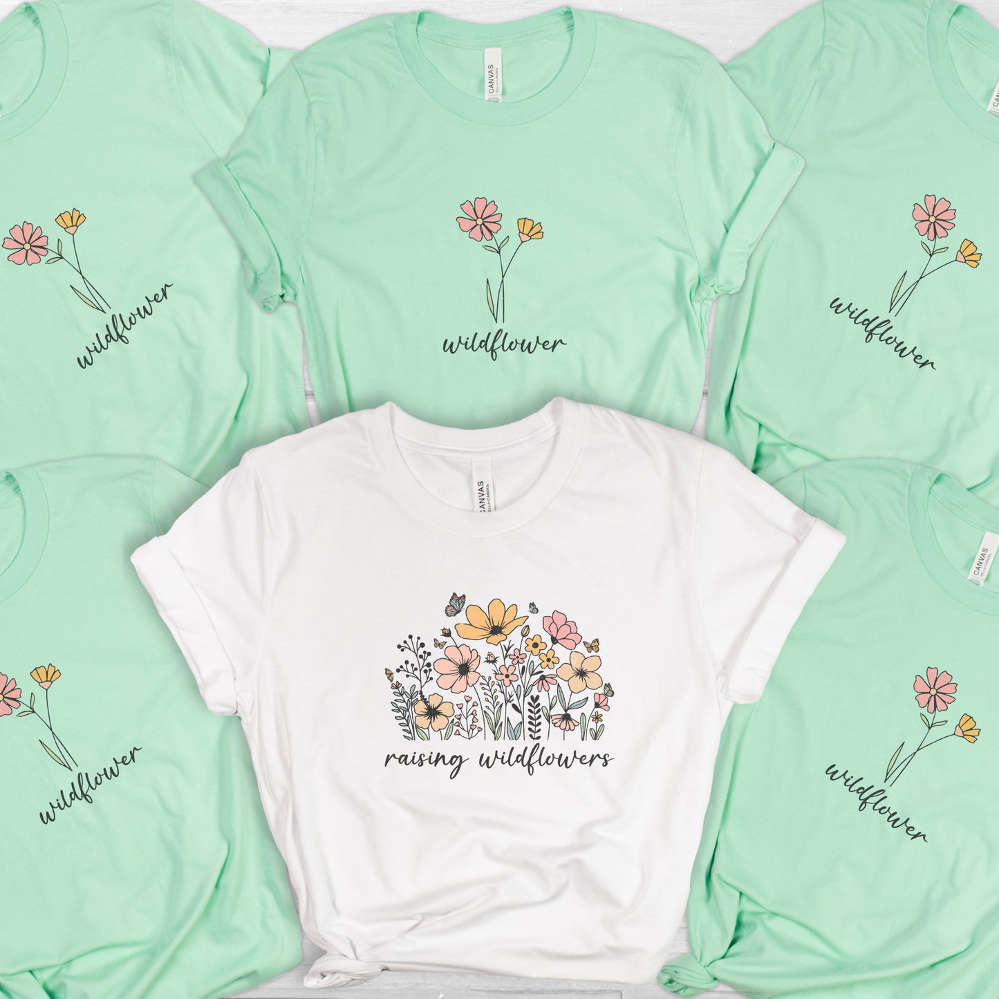 Raising Wildflowers Family Set – Customizable Matching T-Shirts for Mom & Kids