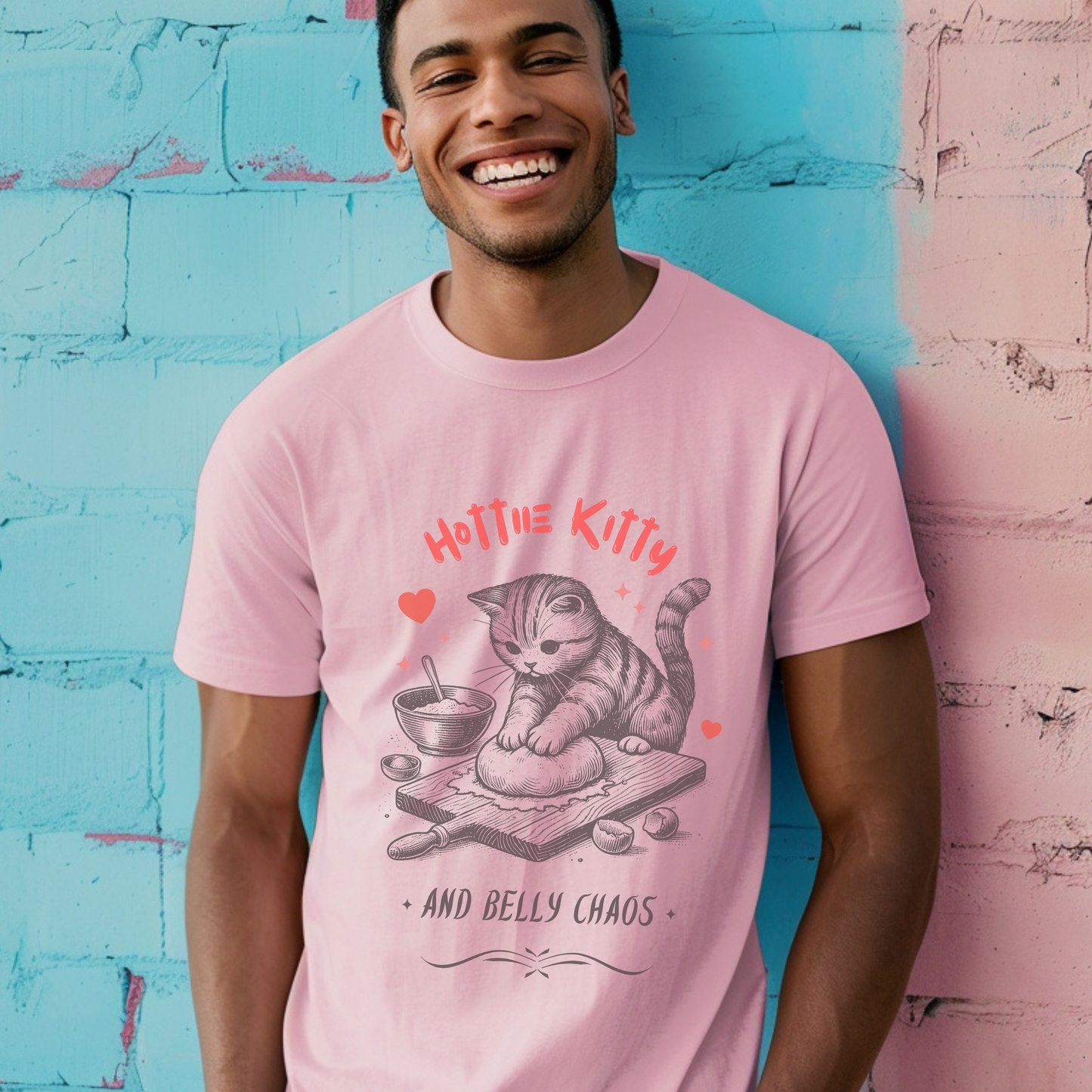 Survive Chaos with Humor β Hottie Kittie Belly Chaos T-shirt