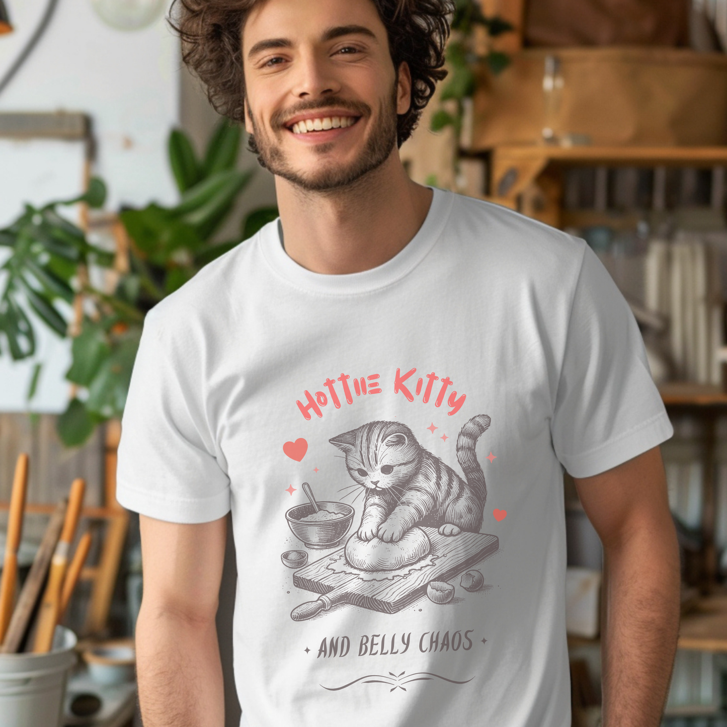 Survive Chaos with Humor β Hottie Kittie Belly Chaos T-shirt