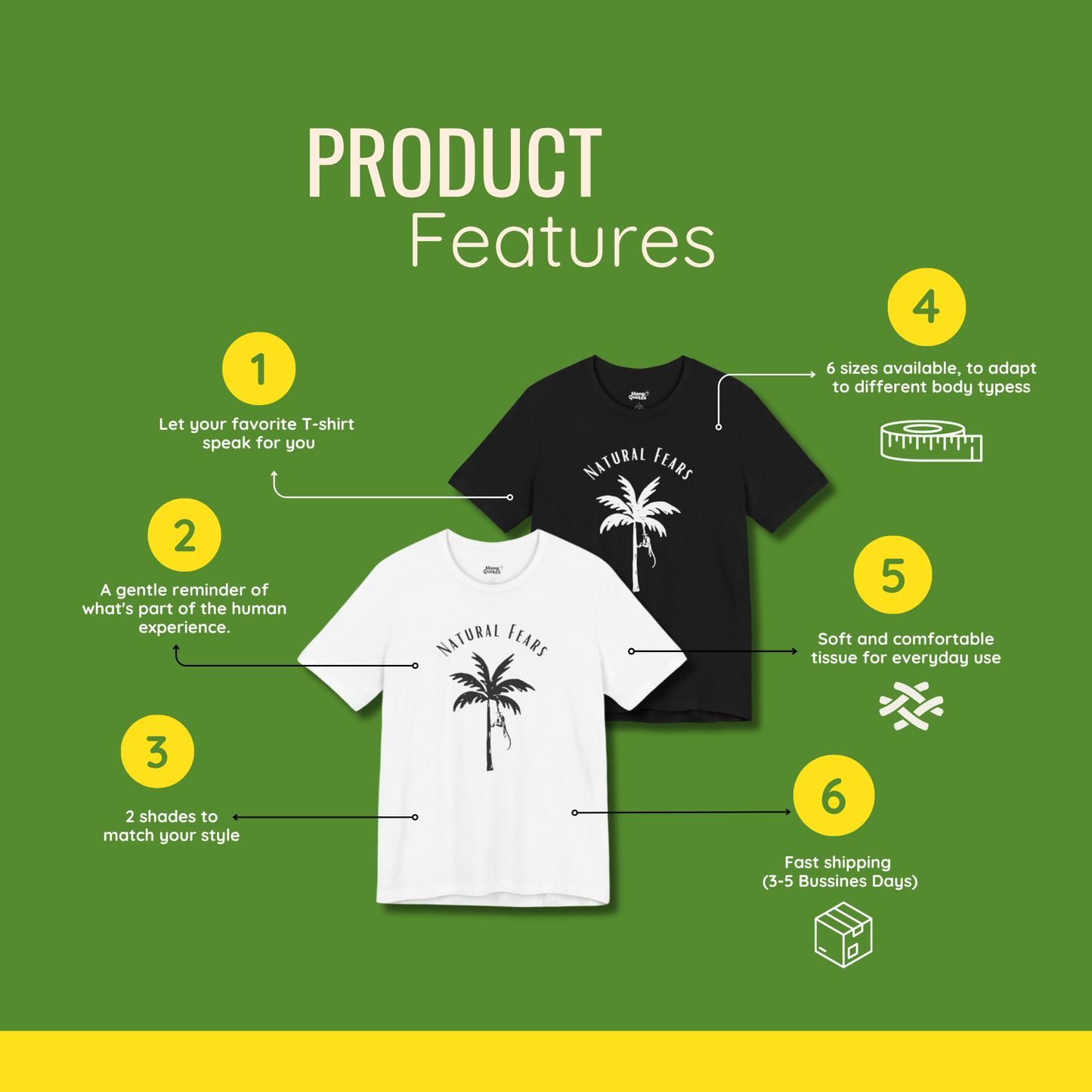 Minimalist “Natural Fears” T-Shirt – Authentic Gift for Anxious Millennials
