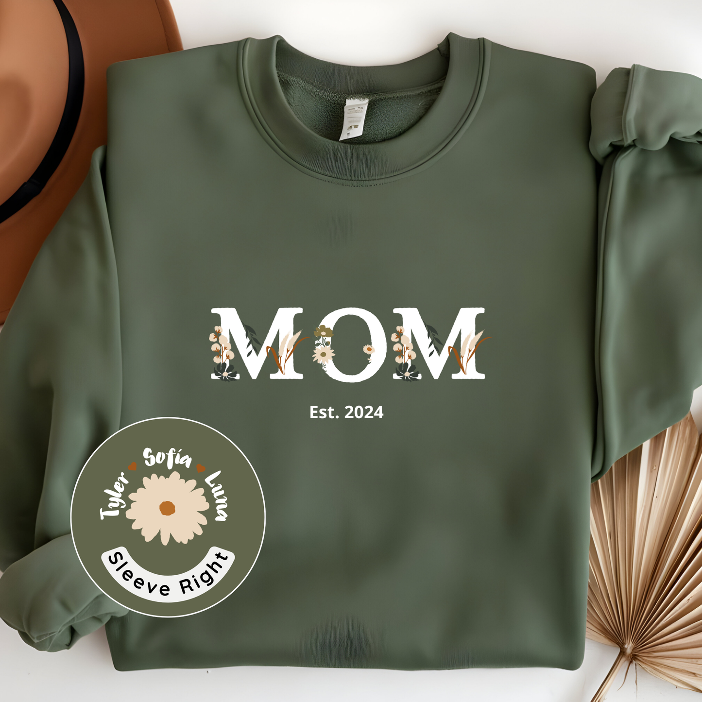 Personalized Floral Mom Sweatshirt | Cozy Gift for New Moms | A Unique Gift That Celebrates Your Motherhood