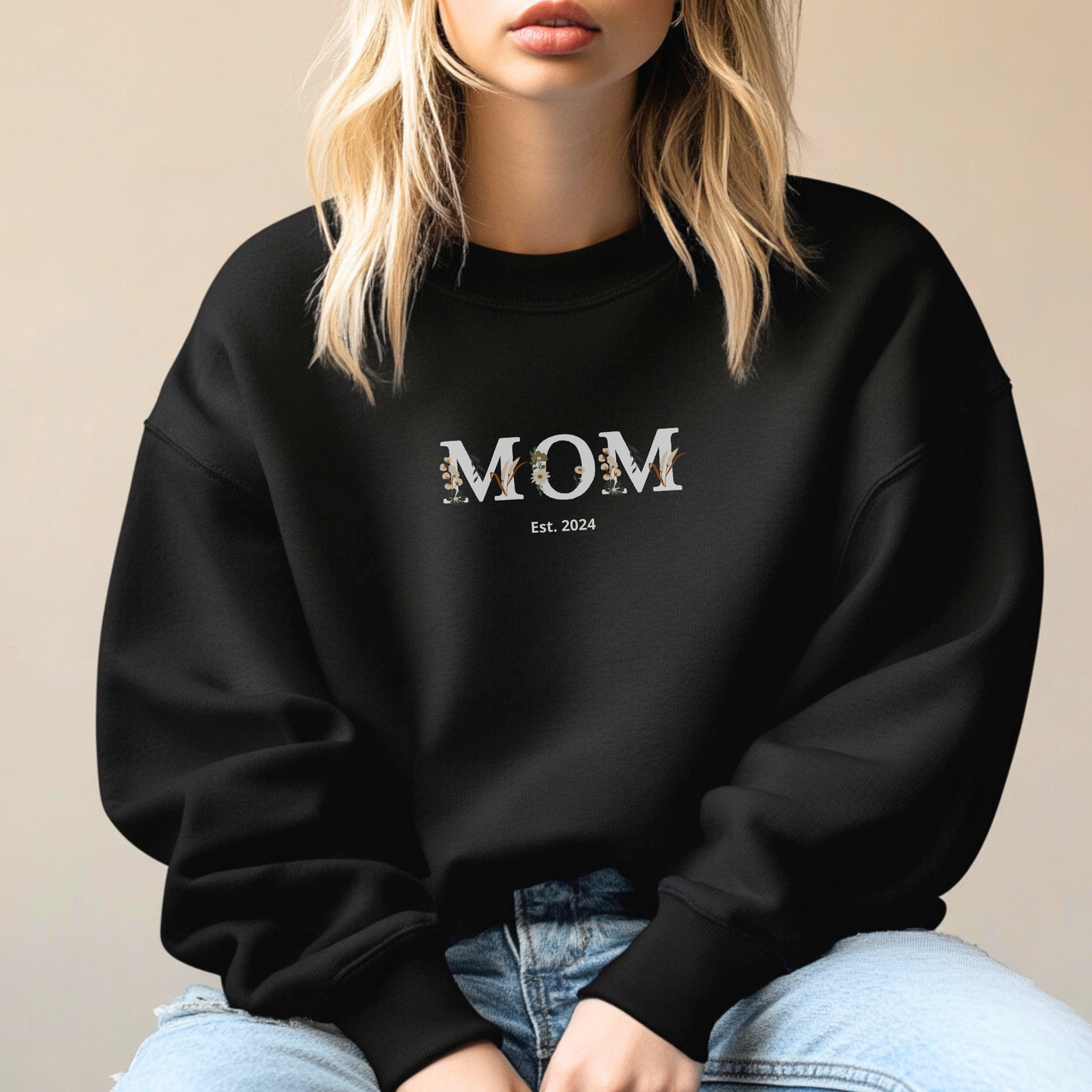 Personalized Floral Mom Sweatshirt | Cozy Gift for New Moms | A Unique Gift That Celebrates Your Motherhood