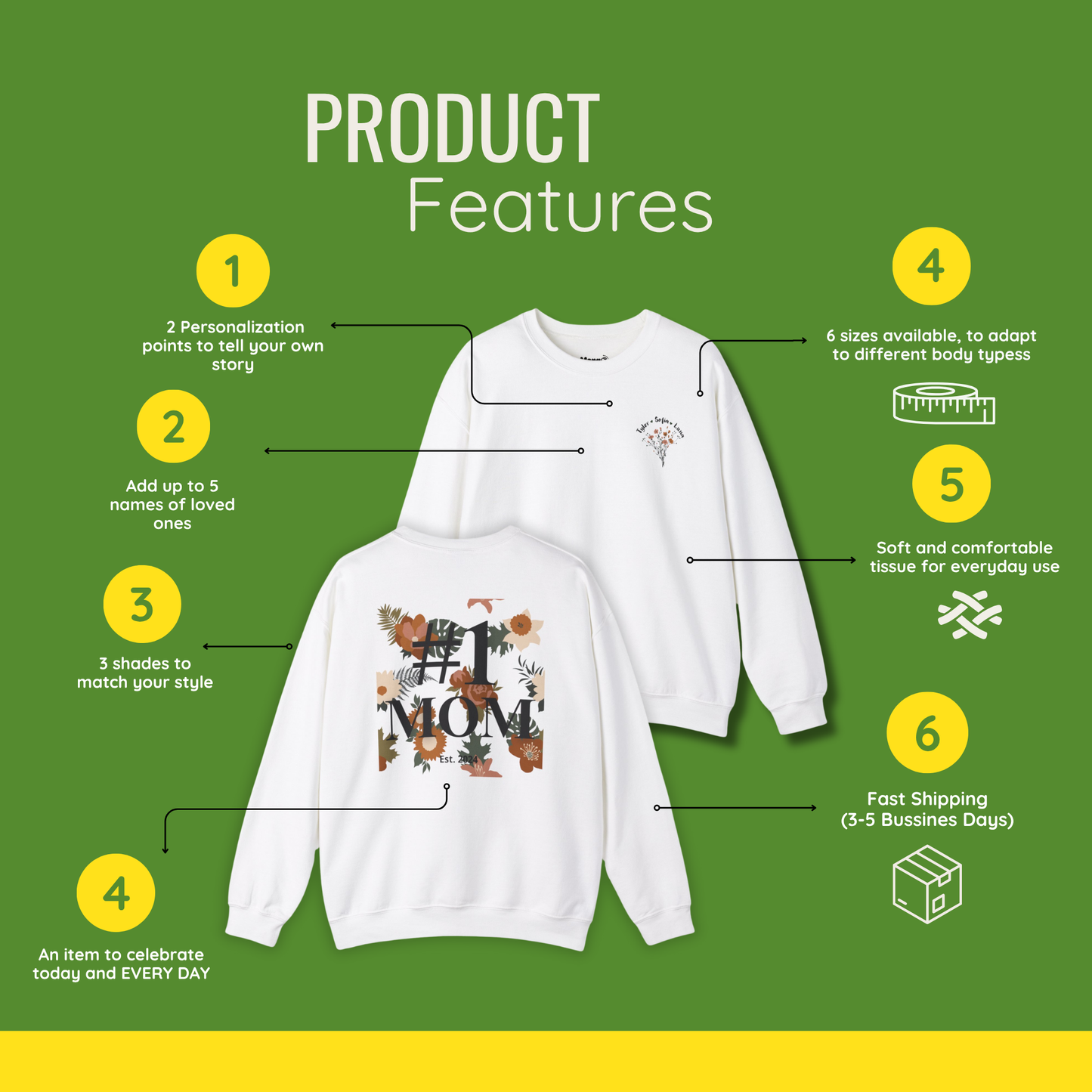 #1 Mom Sporty Sweatshirt – Personalized Sporty Sweatshirt for Mom
