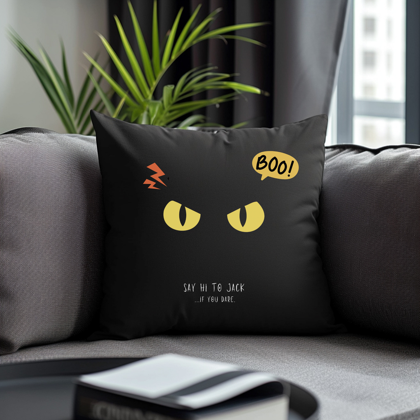 Haunted House Cat Pillow Cover | Funny and Personalized Halloween Decor for Cat Parents – The Watchful Feline