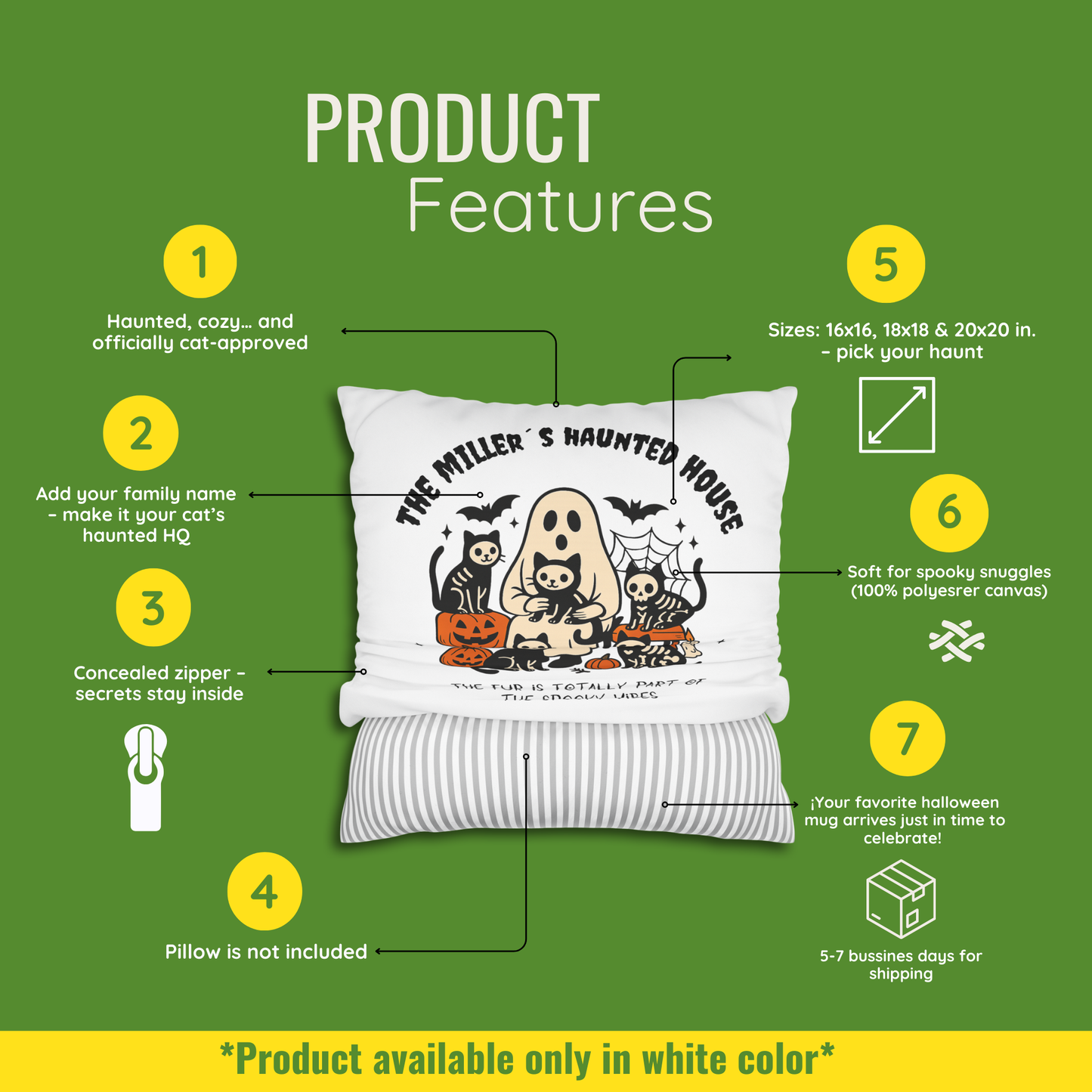 Haunted House Cat Pillow Cover | Funny and Personalized Halloween Decor for Cat Parents – Fur is Part of the Spooky Vibes