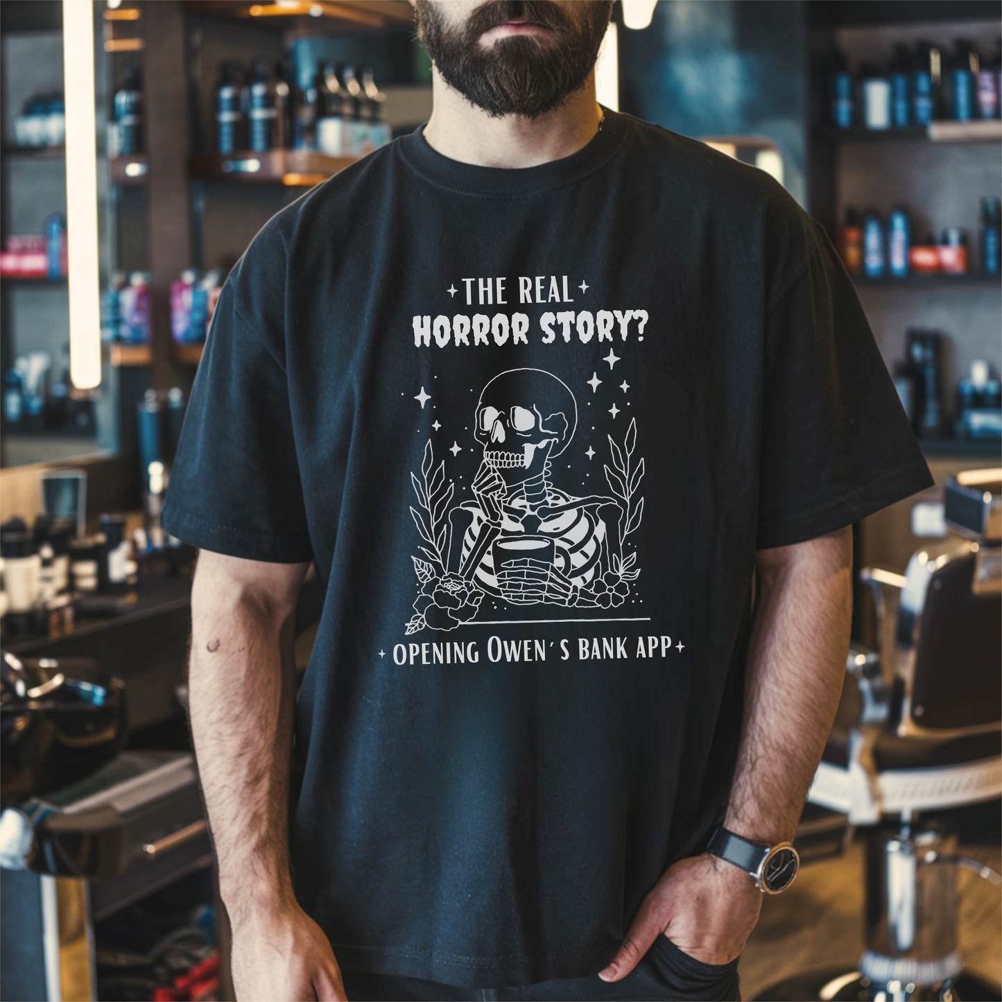 Halloween Personalized T-Shirt with Funny Skeleton | Adulting Humor Tee – Surviving My Bank Account