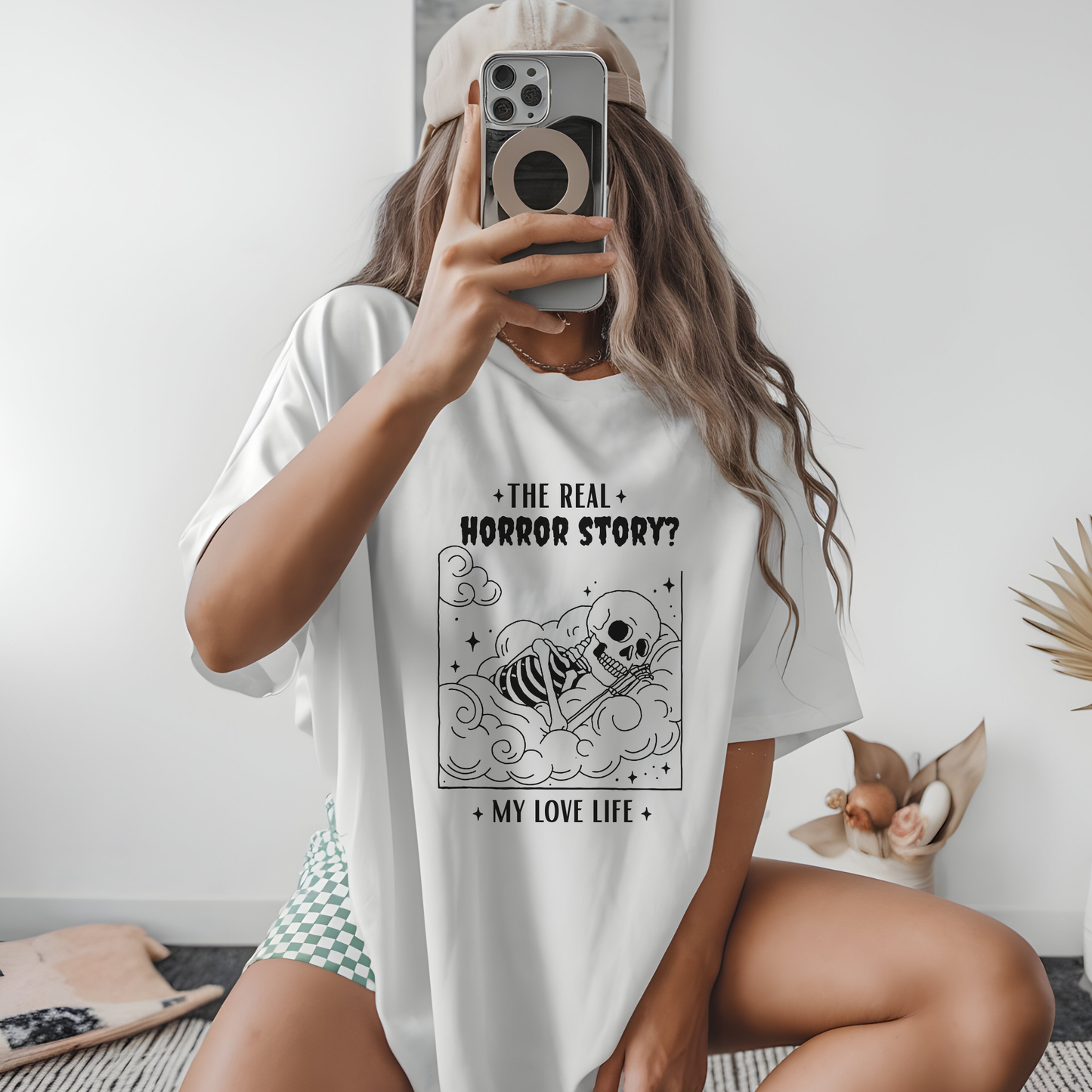 Funny Skeleton Halloween T-Shirt | Adulting Humor Tee – The Real Horror: My Love Life