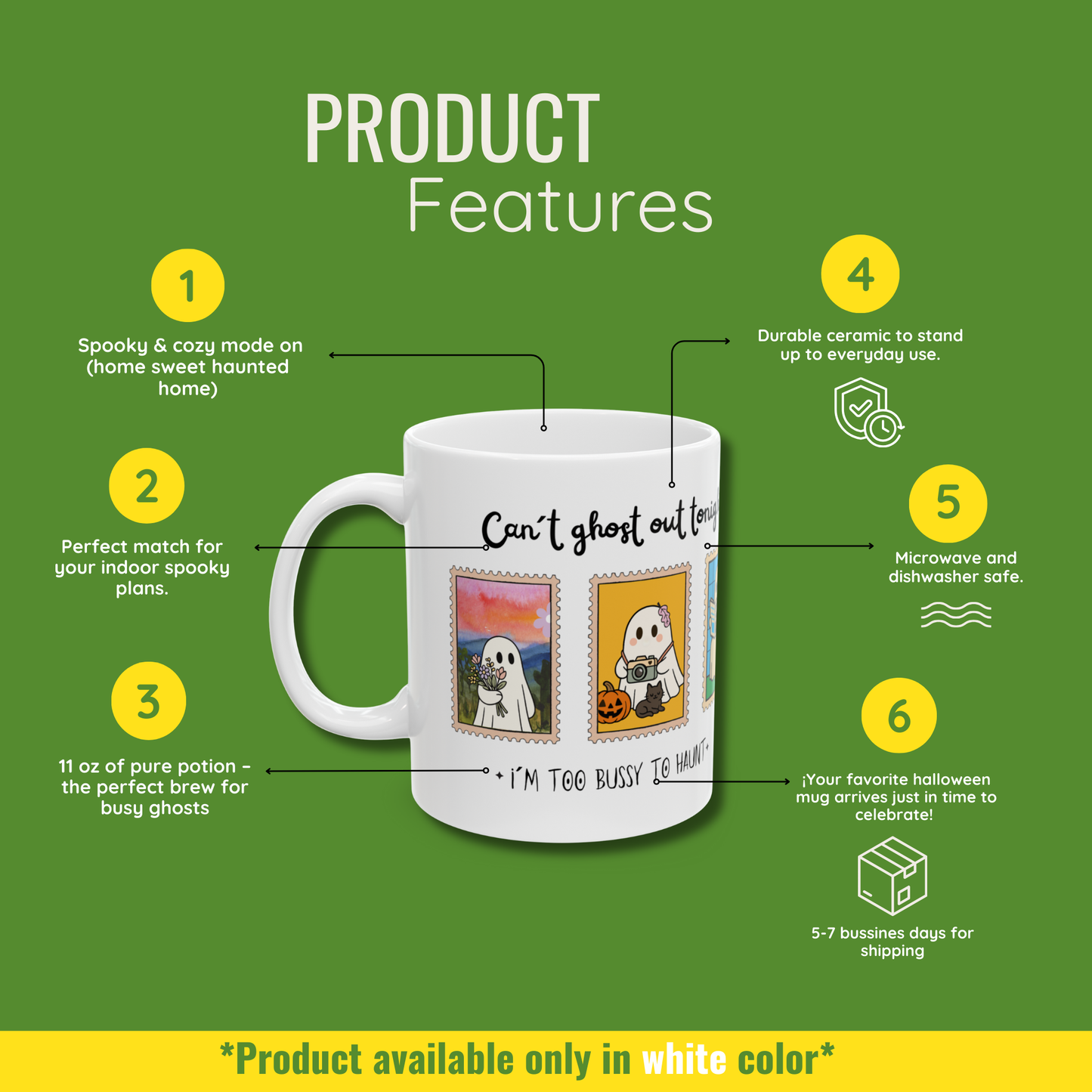 Comfy Ghost Mug | Halloween Adulting Humor Mug – I´m too bussy to haunt tonight