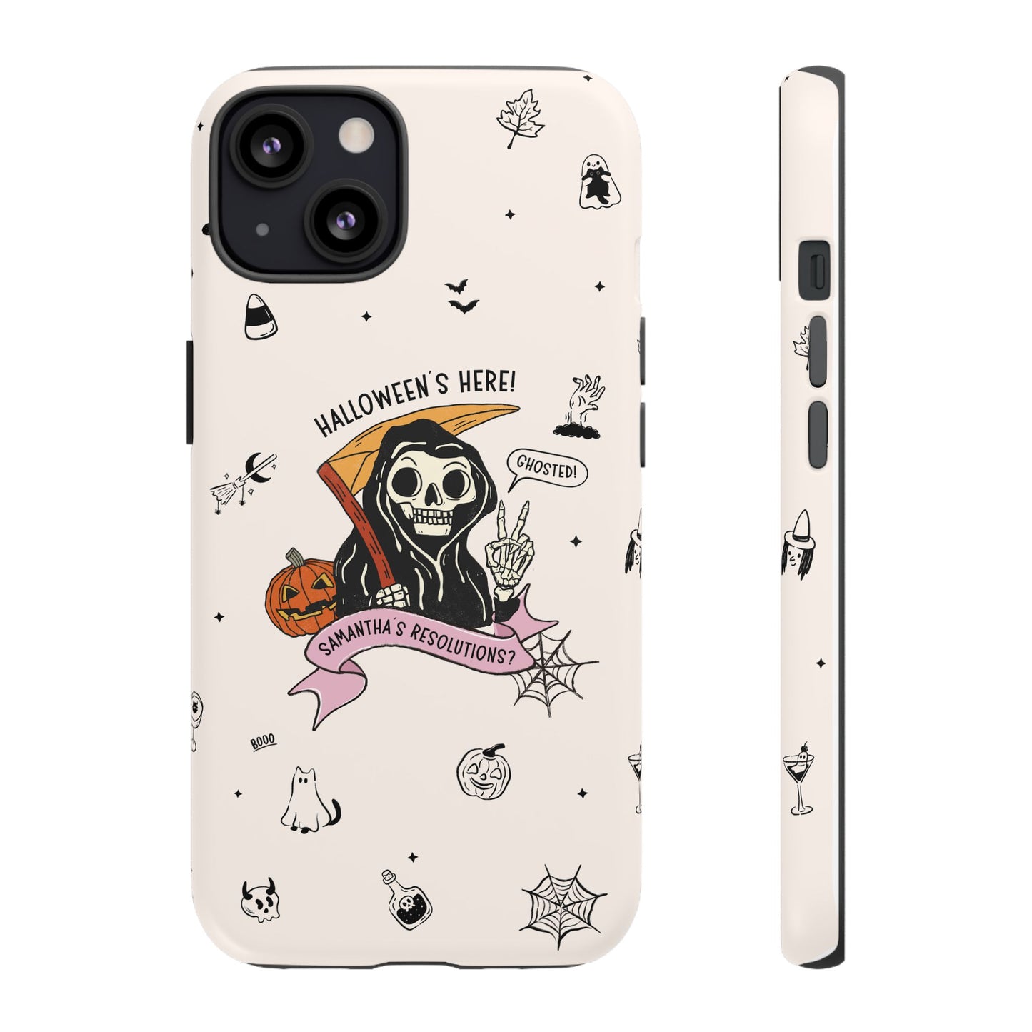 Personalized Reaper Grim Phone Case | Halloween Phone Case with Adulting Humor – My Resolutions Are Ghosted