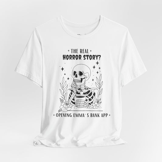 Halloween Personalized T-Shirt with Funny Skeleton | Adulting Humor Tee – Surviving My Bank Account