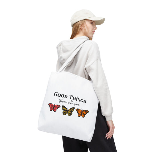 Good Things Bloom with Time" Tote Bag - Motivational Gift | Self Growth & Inspiration