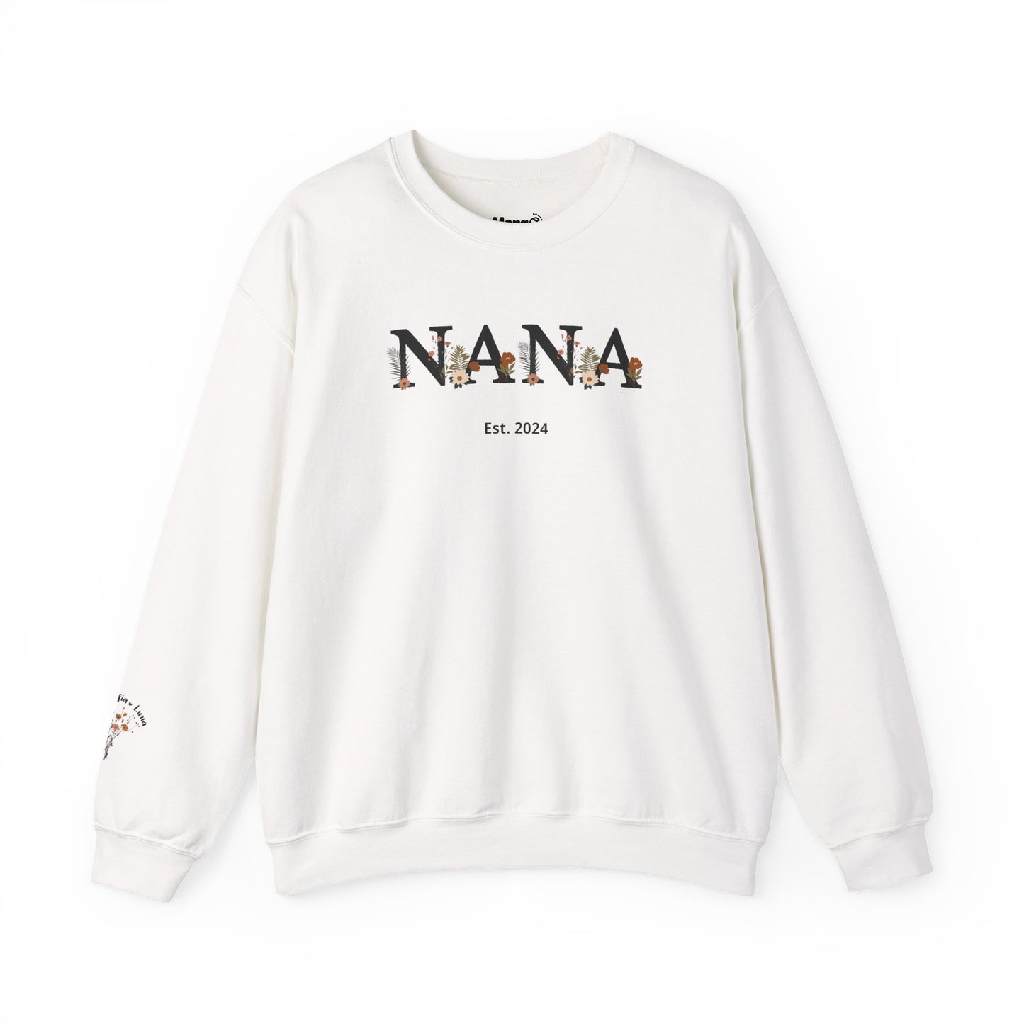 Personalized Floral Nana Sweatshirt | Heartfelt Gift for Grandmothers | Custom Design in Black