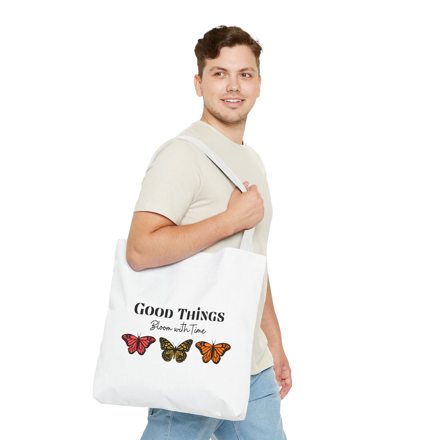 Good Things Bloom with Time" Tote Bag - Motivational Gift | Self Growth & Inspiration