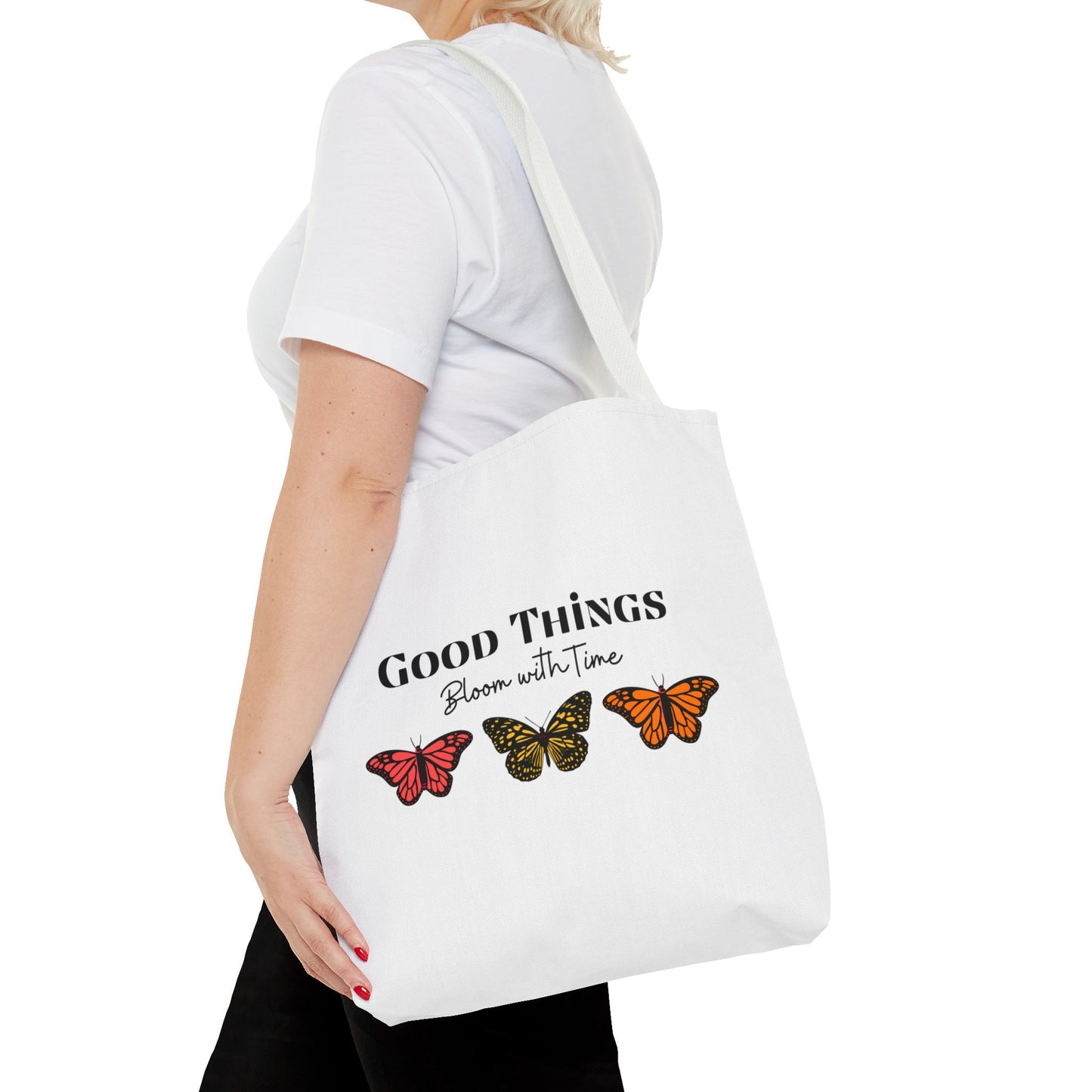 Good Things Bloom with Time" Tote Bag - Motivational Gift | Self Growth & Inspiration