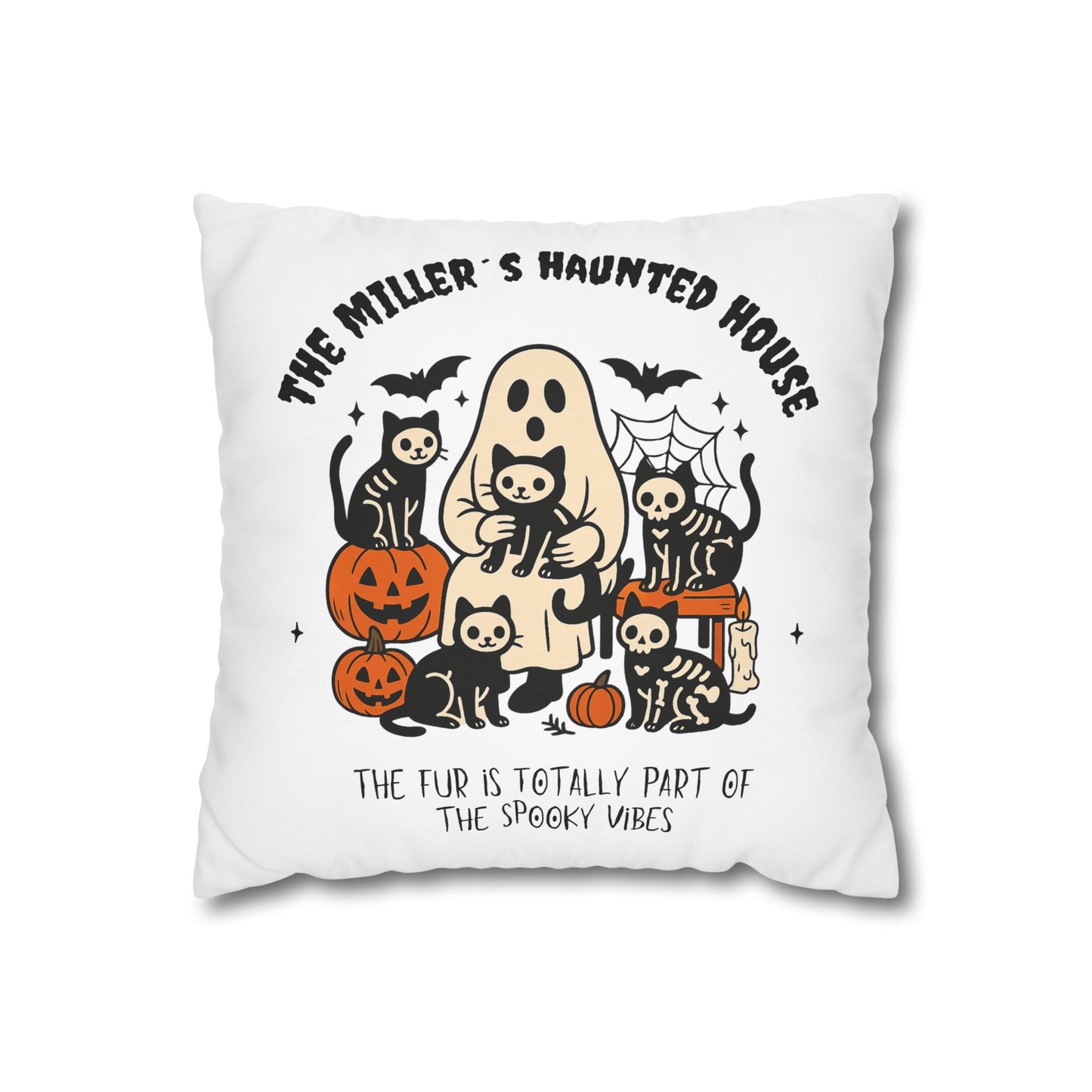 Haunted House Cat Pillow Cover | Funny and Personalized Halloween Decor for Cat Parents – Fur is Part of the Spooky Vibes