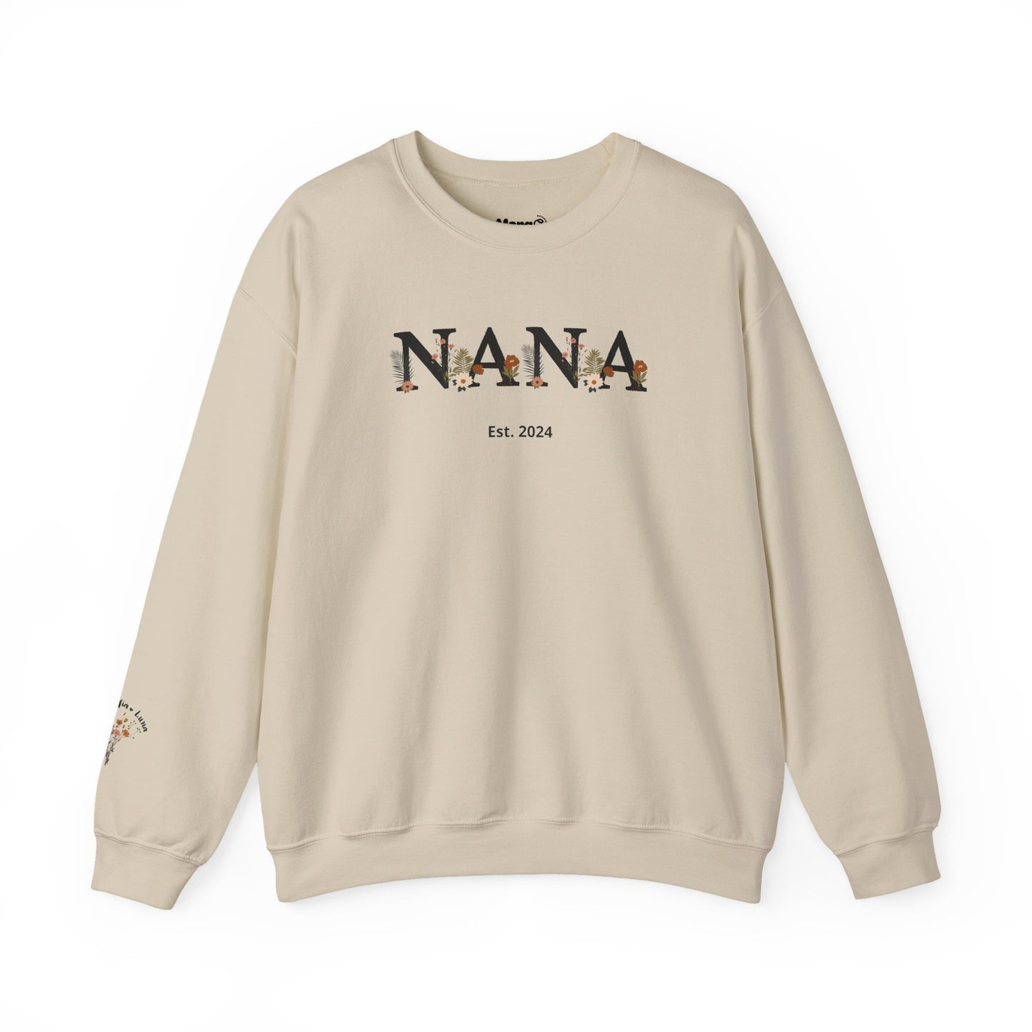 Personalized Floral Nana Sweatshirt | Heartfelt Gift for Grandmothers | Custom Design in Black