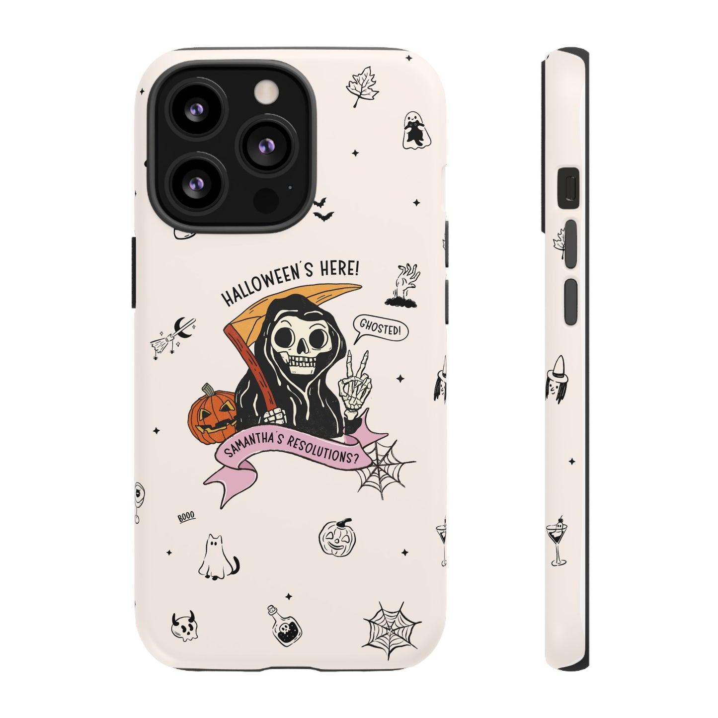 Personalized Reaper Grim Phone Case | Halloween Phone Case with Adulting Humor – My Resolutions Are Ghosted