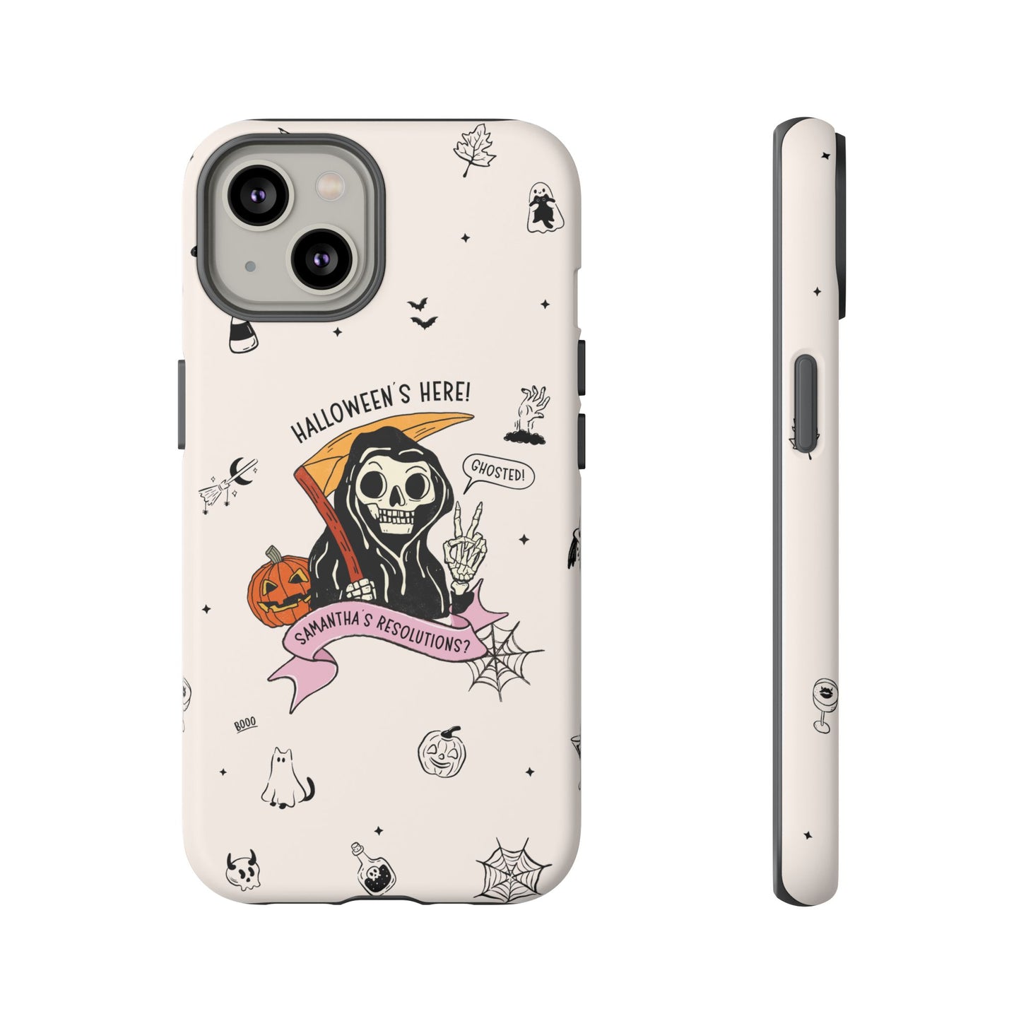 Personalized Reaper Grim Phone Case | Halloween Phone Case with Adulting Humor – My Resolutions Are Ghosted