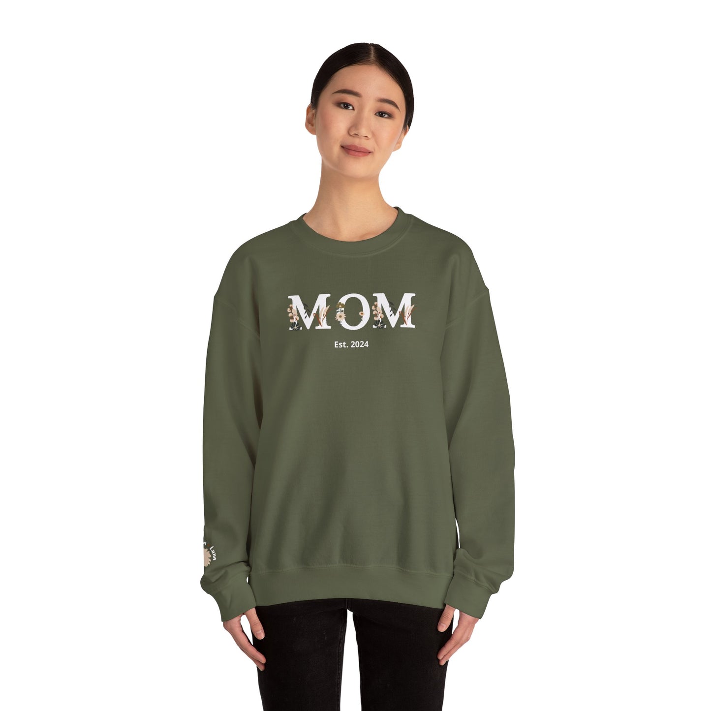 Personalized Floral Mom Sweatshirt | Cozy Gift for New Moms | A Unique Gift That Celebrates Your Motherhood