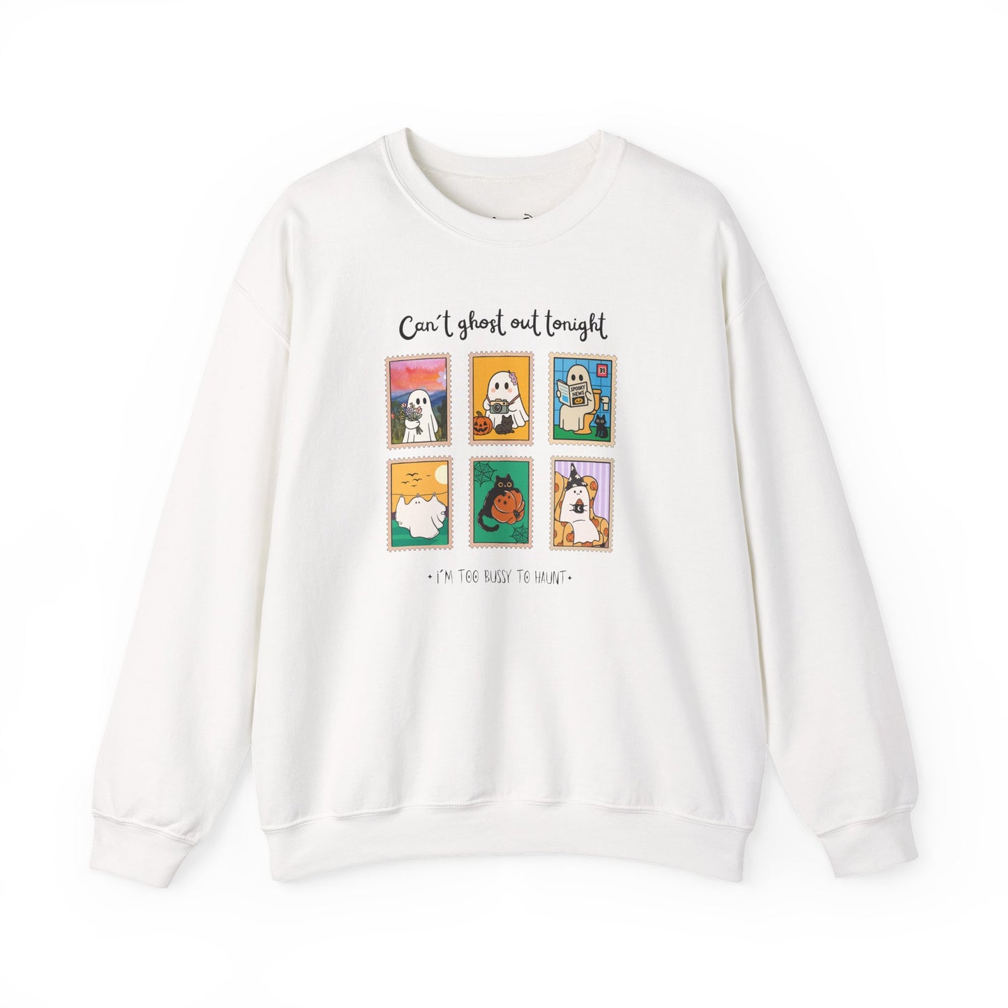 Halloween Comfy Ghost Sweatshirt | Adorable & Funny Halloween Gift – I´m too bussy to haunt tonight