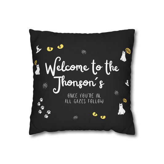 Haunted House Cat Pillow Cover | Funny and Personalized Halloween Decor for Cat Parents – The Watchful Feline