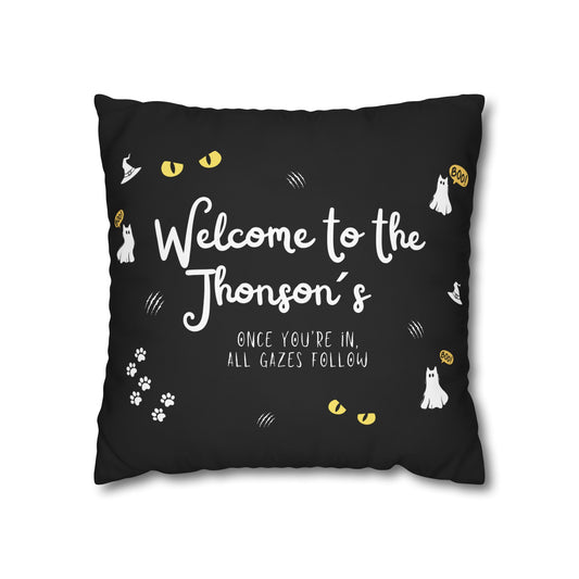 Haunted House Cat Pillow Cover | Funny and Personalized Decor for Cat Parents – The Watchful Feline