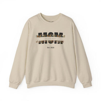 Personalized Mom Sweatshirt  - Black Floral Design for Mother's Day