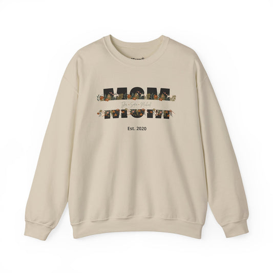 Personalized Mom Sweatshirt  - Black Floral Design for Mother's Day