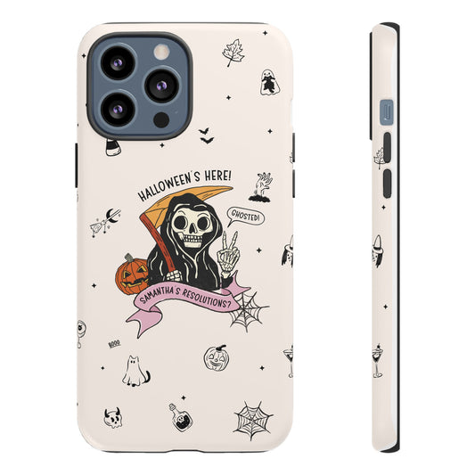 Personalized Reaper Grim Phone Case | Halloween Phone Case with Adulting Humor – My Resolutions Are Ghosted