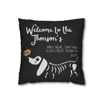 Haunted House Dog Pillow Cover | Funny and Personalized Halloween Decor for Dog Parents – Always Behind You | Black Version