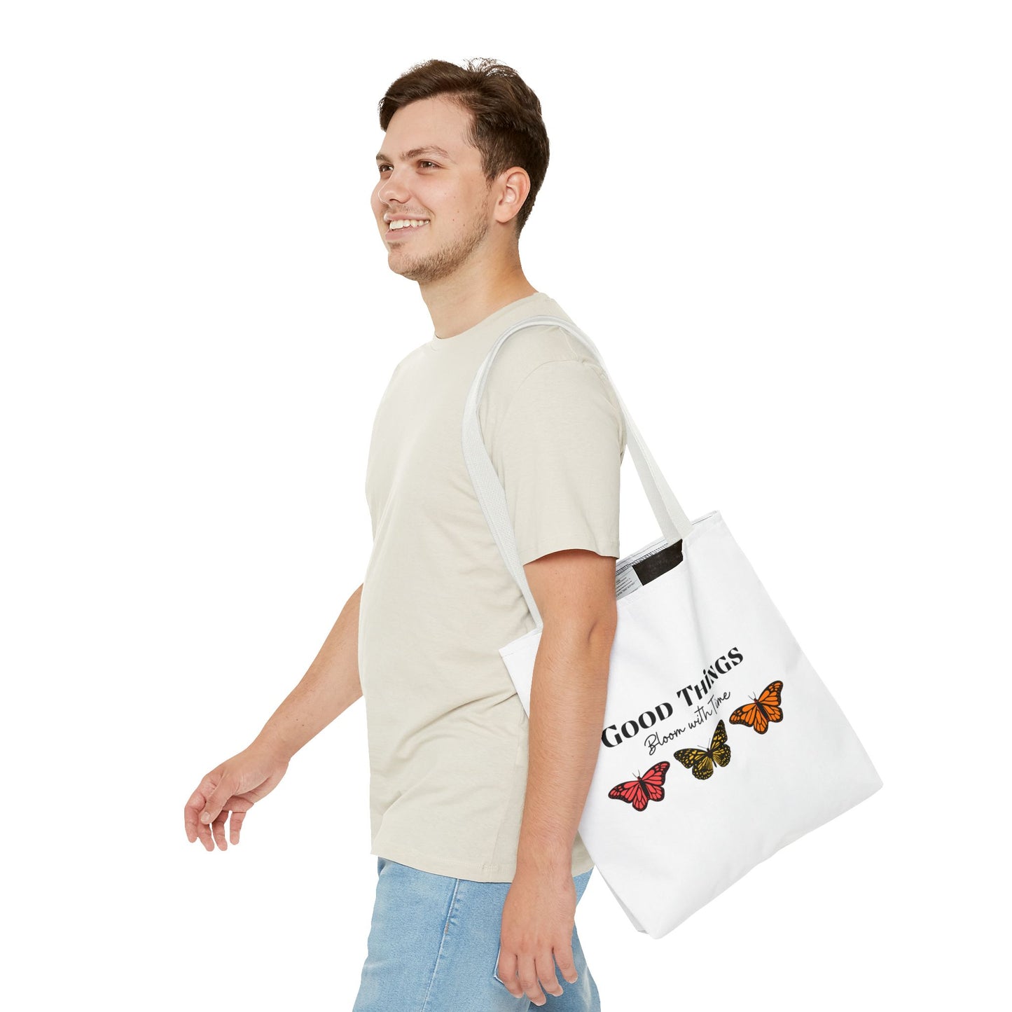 Good Things Bloom with Time" Tote Bag - Motivational Gift | Self Growth & Inspiration