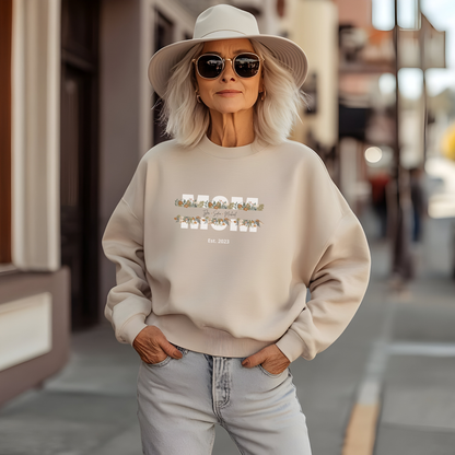 Personalized Mom Sweatshirt  - White Floral Design for Mother's Day