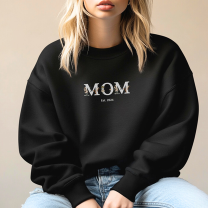 Personalized Floral Mom Sweatshirt  | Cozy Gift for New Moms | A Unique Gift That Celebrates Your Motherhood