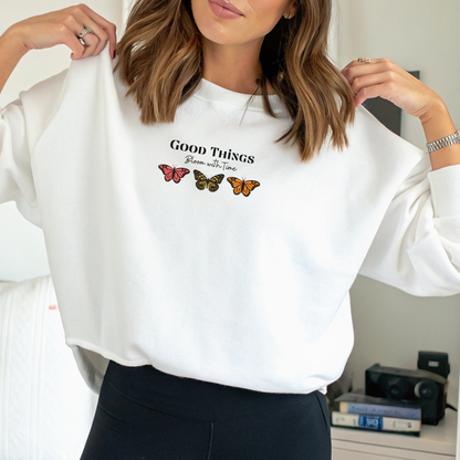 Good Things Bloom Hoodie – Healing, Growth & Patience Sweatshirt