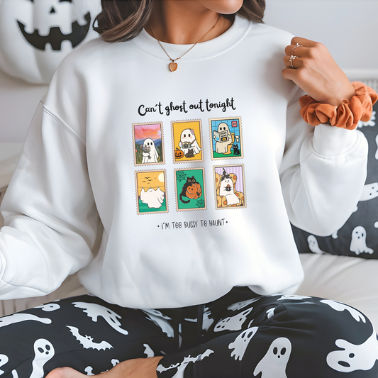 Halloween Comfy Ghost Sweatshirt | Adorable & Funny Halloween Gift – I´m too bussy to haunt tonight