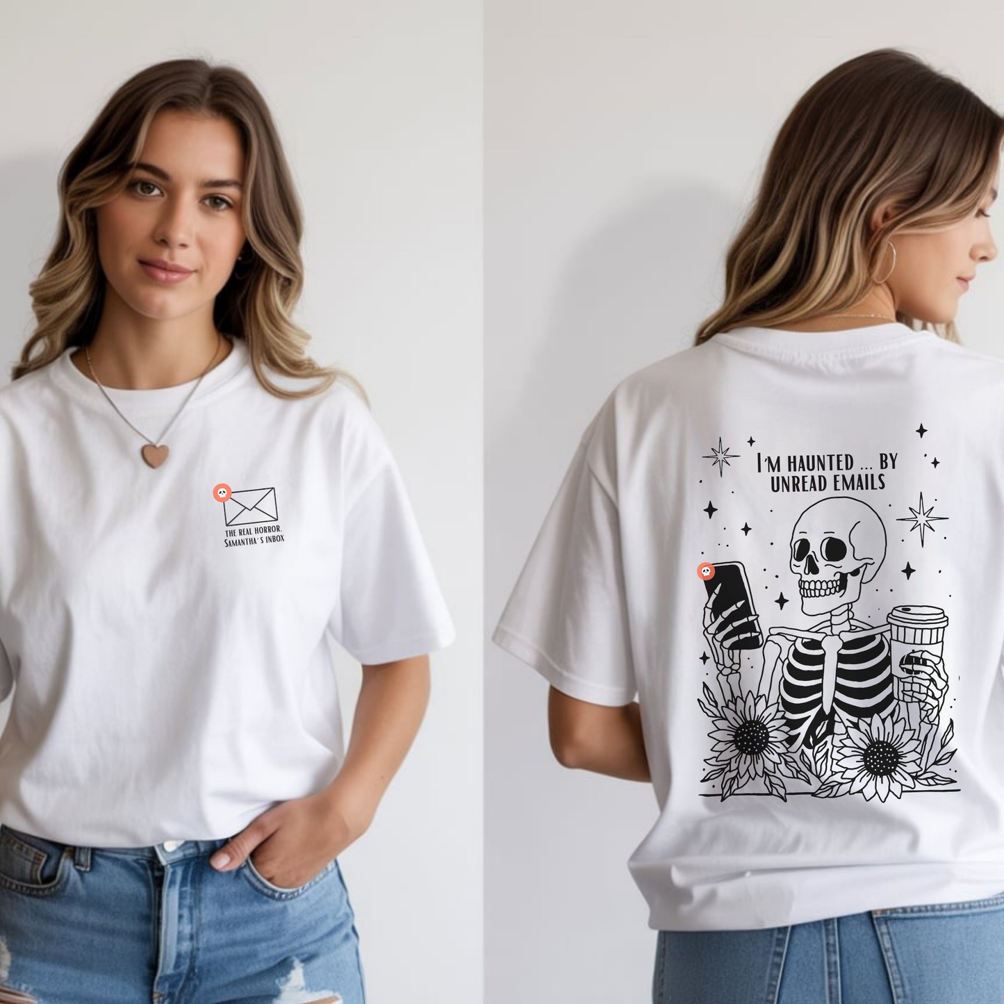 Personalized Funny Skeleton Halloween T-Shirt | Adulting Humor Tee – The Real Horror: My Inbox