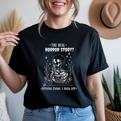 Halloween Personalized T-Shirt with Funny Skeleton | Adulting Humor Tee – Surviving My Bank Account