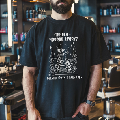 Halloween Personalized T-Shirt with Funny Skeleton | Adulting Humor Tee – Surviving My Bank Account