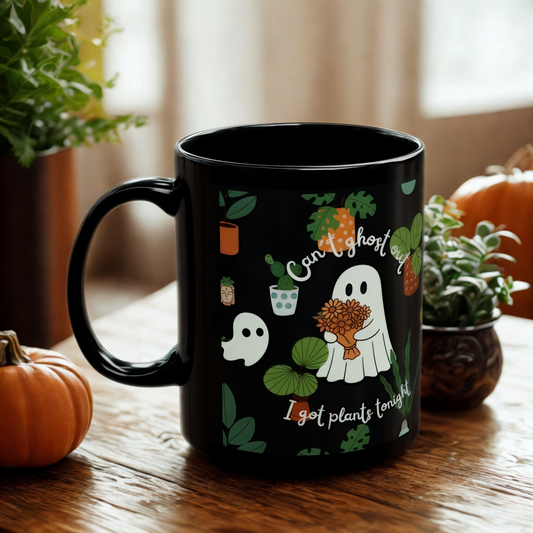 Halloween Plant Lover Ghost Mug | Funny Cozy Mug for Plant Parents – I Got Plants Tonight