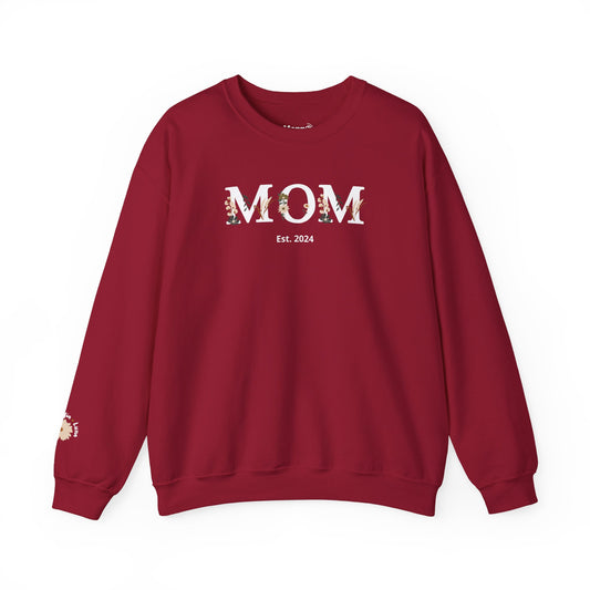Personalized Floral Mom Sweatshirt  | Cozy Gift for New Moms | A Unique Gift That Celebrates Your Motherhood