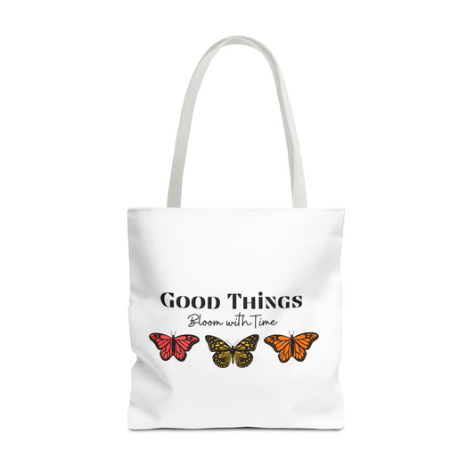 Good Things Bloom with Time" Tote Bag - Motivational Gift | Self Growth & Inspiration